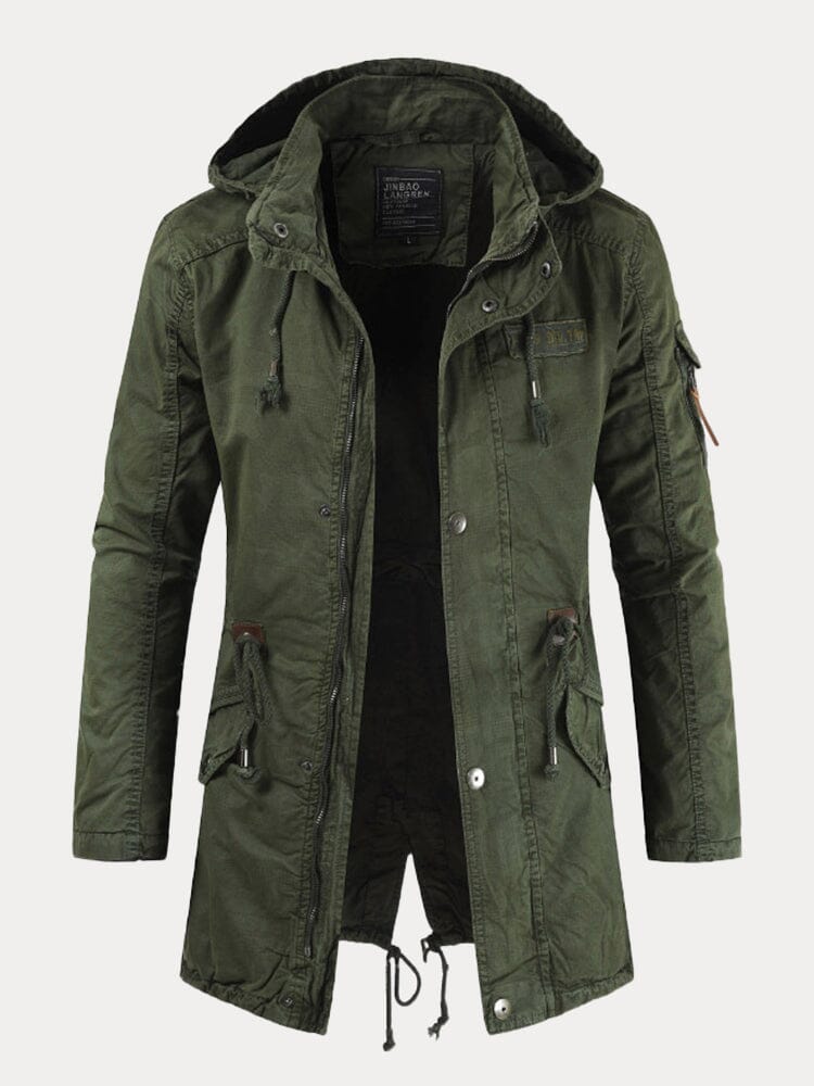 Solid Slim Fit Zipper Hooded Jacket Jackets coofandystore Army Green XL 