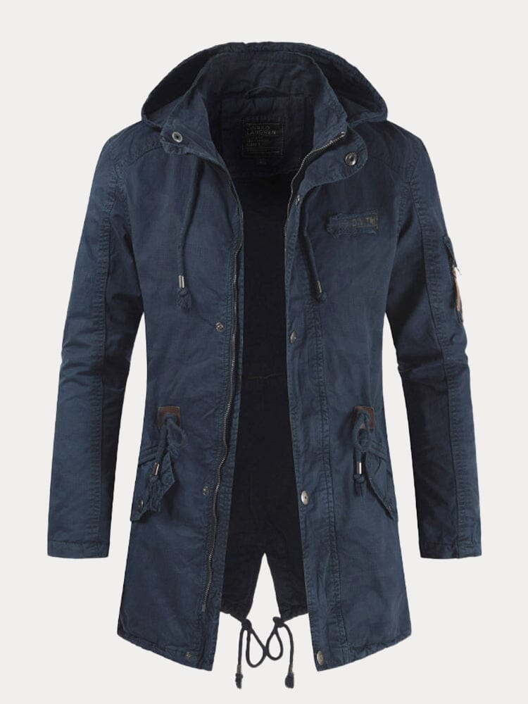 Solid Slim Fit Zipper Hooded Jacket Jackets coofandystore Deep Blue XL 