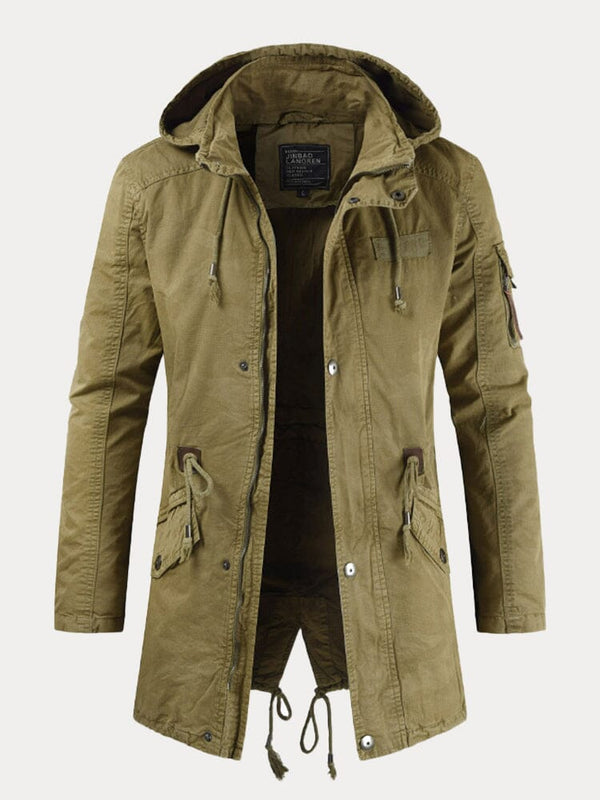 Solid Slim Fit Zipper Hooded Jacket Jackets coofandystore Light Brown XL 