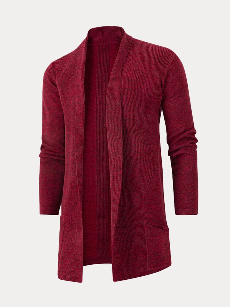 Slim Fit Long Knit Cardigan Sweaters coofandystore Wine Red M 