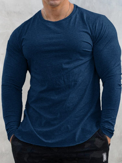 Solid Stretchy Gym Top T-Shirt coofandystore Navy Blue XS 