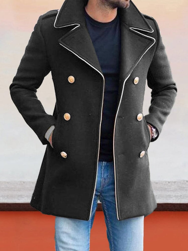 Trendy Lapel Double-breasted Coat Coat coofandystore Black S 