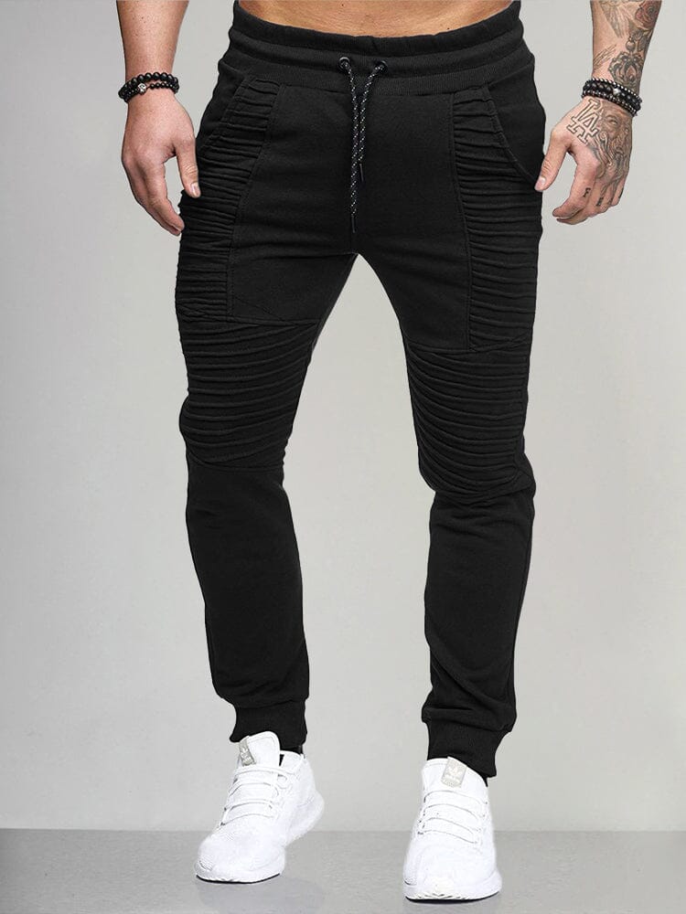 Unique Pleated Sport Pants Pants coofandystore Black XS 