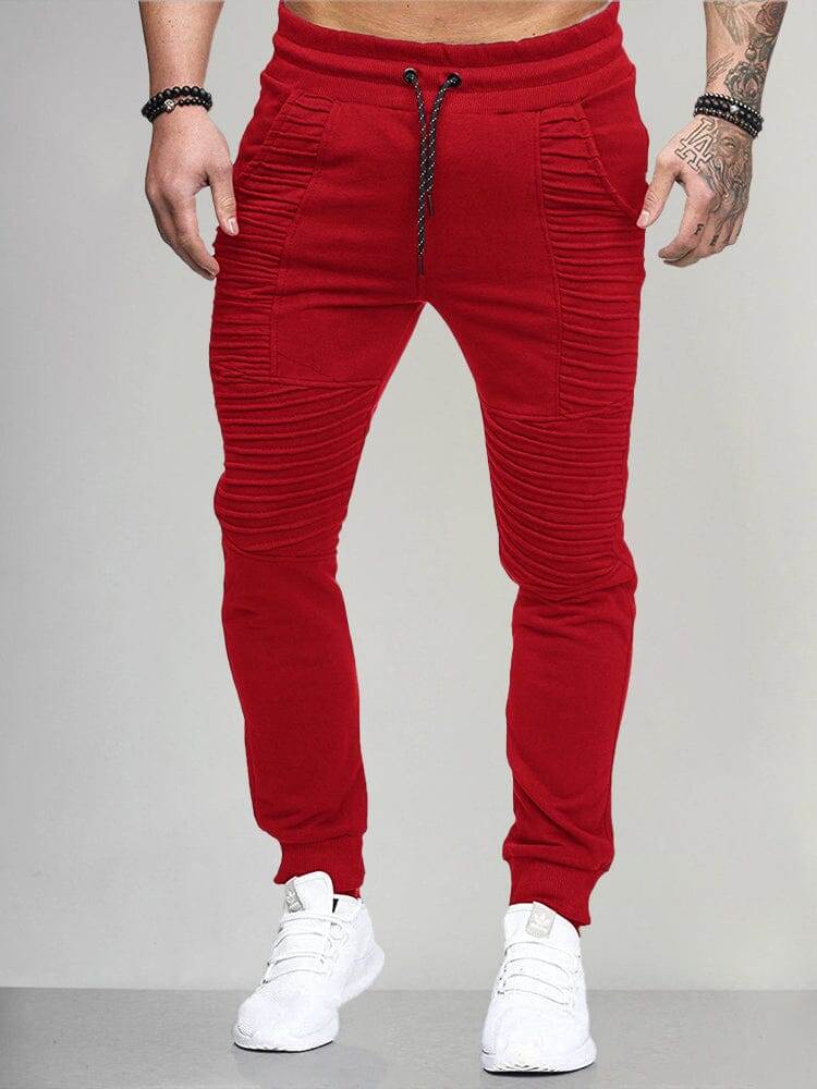 Unique Pleated Sport Pants Pants coofandystore Red XS 