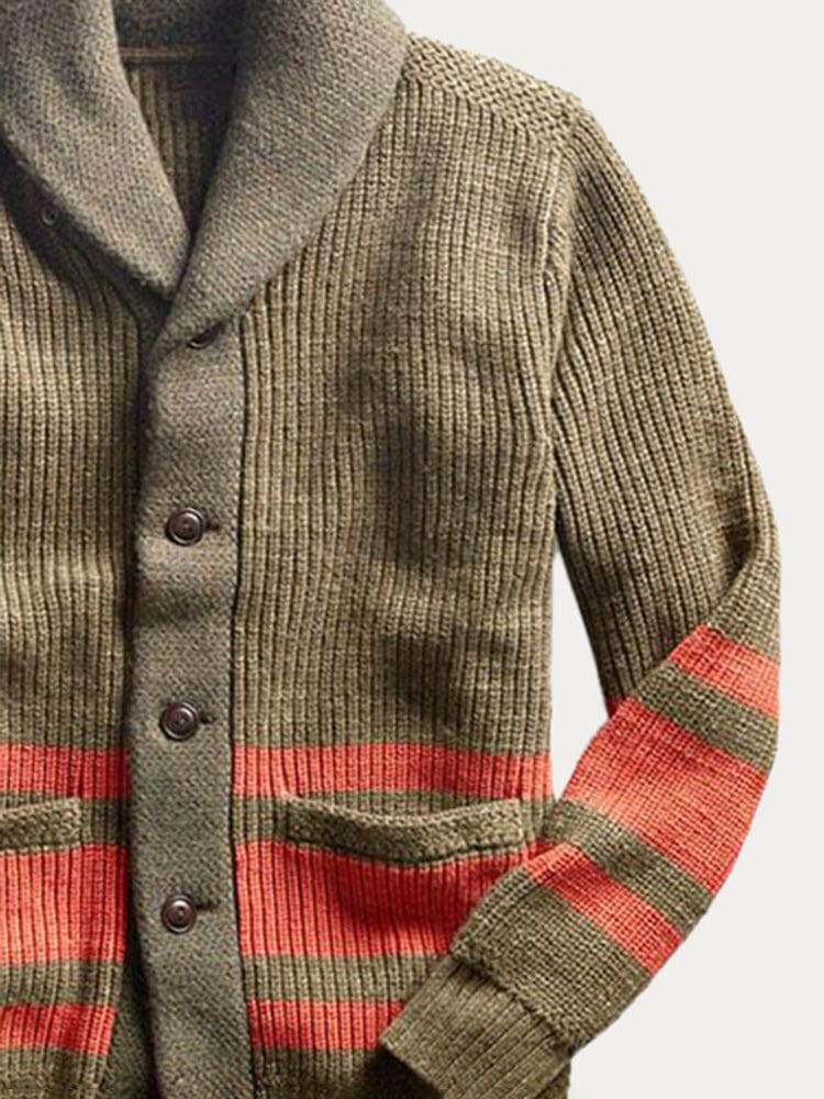 Lapel Neck Stripe Sweater Coat Sweaters coofandystore 