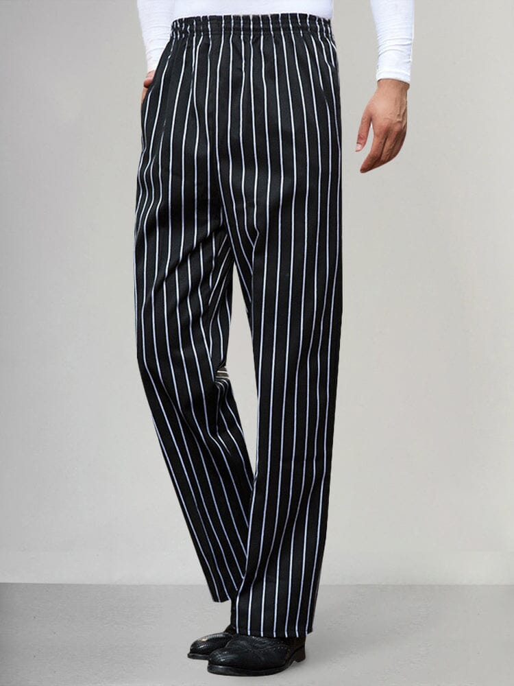 Loose Straight-legged Striped Pants Pants coofandystore Black M 