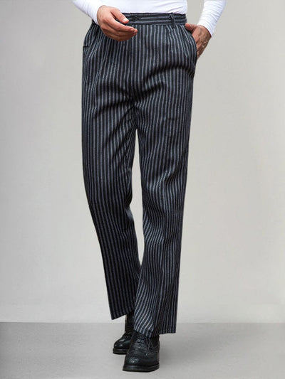 Loose Straight-legged Striped Pants Pants coofandystore Dark Grey M 