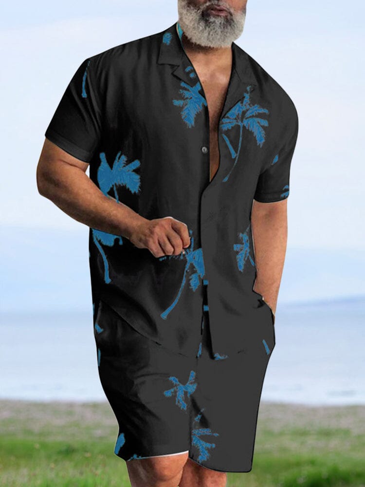 Hawaiian Graphic Beach T-shirt Sets Sets coofandystore Black/Blue M 