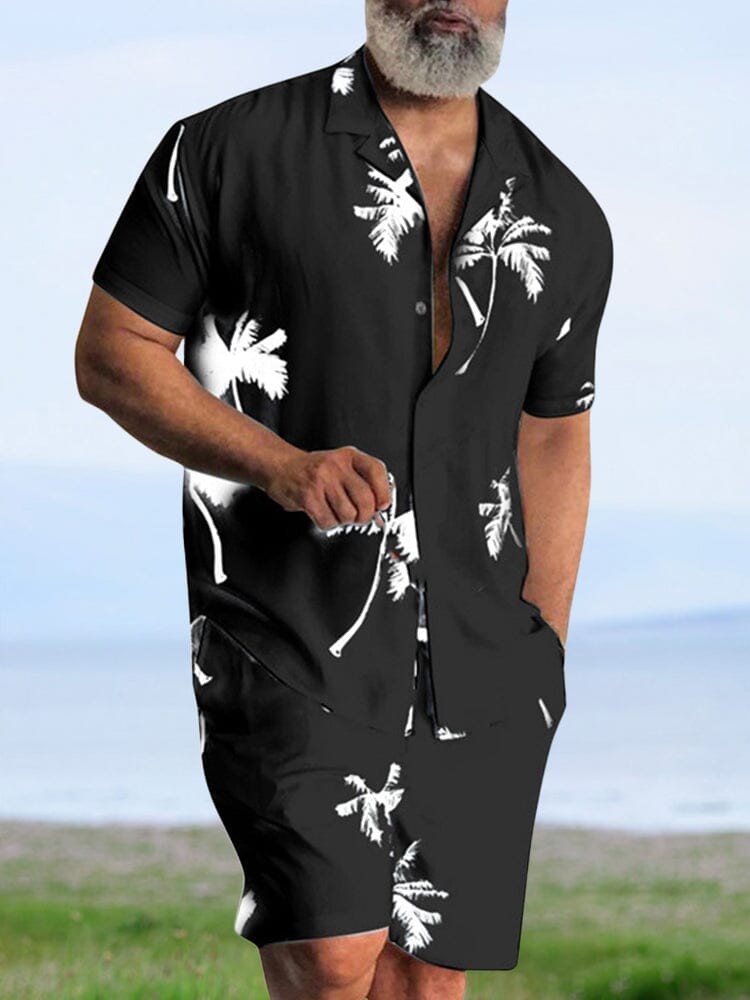 Hawaiian Graphic Beach T-shirt Sets Sets coofandystore Black/White M 