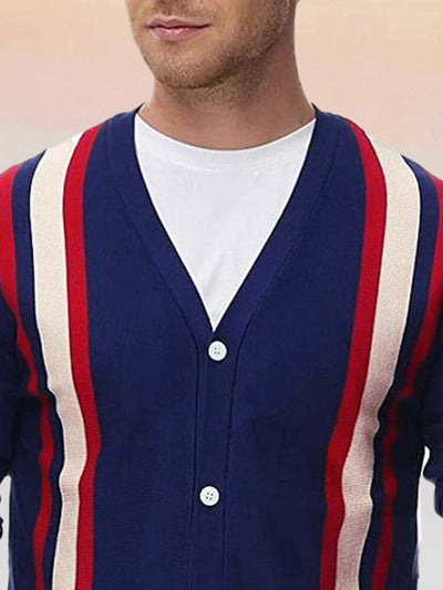 V-neck Stripe Knitted Cardigan Sweaters coofandystore 
