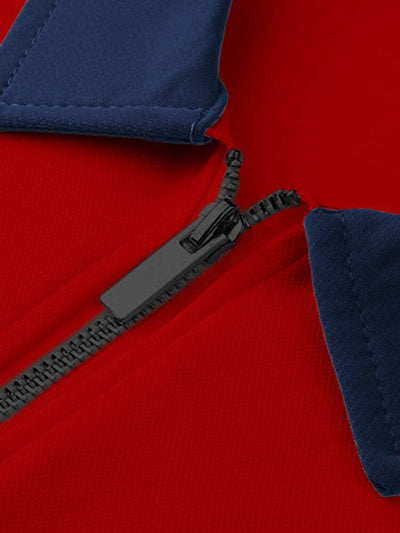 Color Blocking Zipper Polo shirt Polos coofandystore 