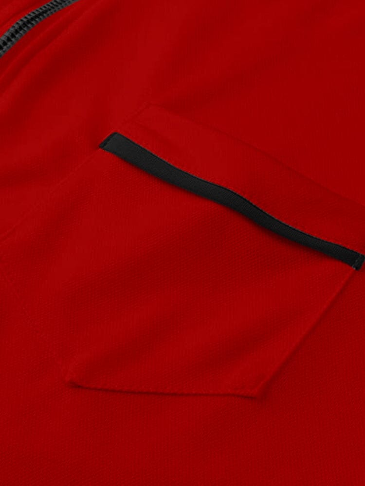 Color Blocking Zipper Polo shirt Polos coofandystore 