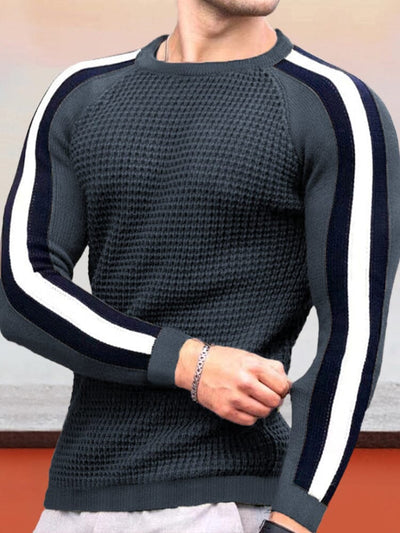 Round Neck Color Blocking Sweatshirt Sweaters coofandystore Dark Grey S 