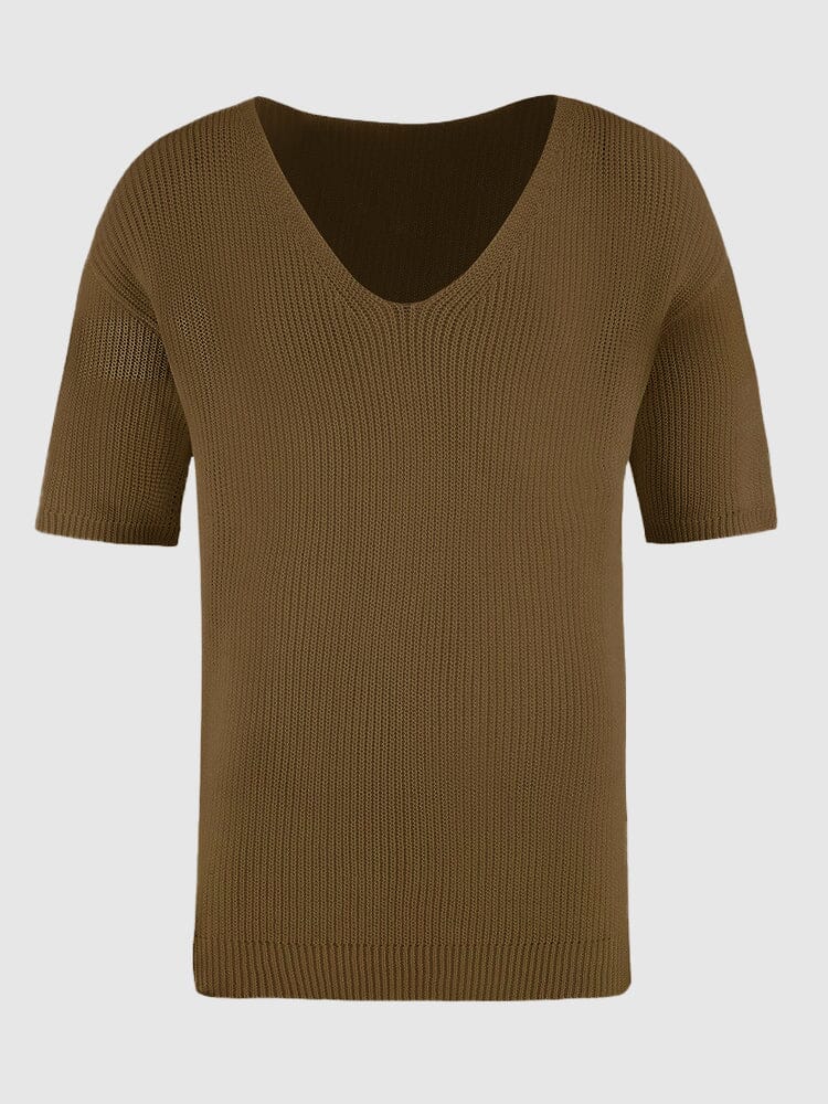 Half Sleeves V-neck Knitted Top Sweaters coofandystore 