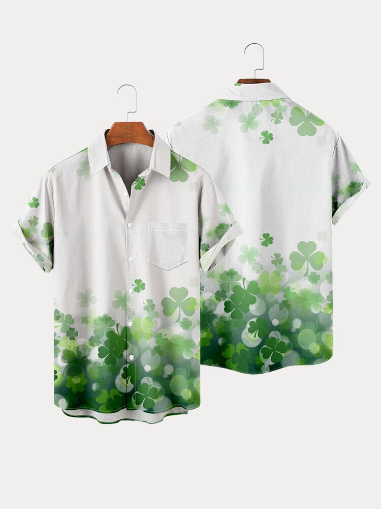 St. Patrick's Day Shirt with Pocket Shirts coofandystore White/Green XS 