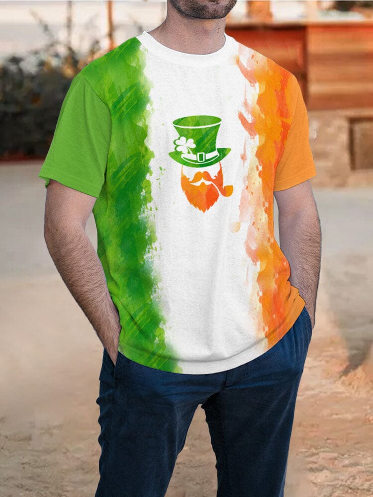 St. Patrick's Day Splicing Short Sleeves T-shirt T-Shirt coofandystore Multicolor S 