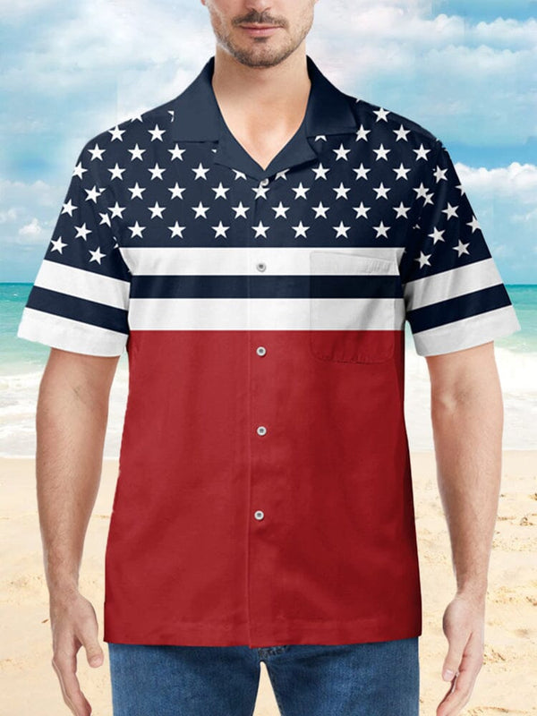 Hawaiian American Flag Patten Beach Shirt Shirts coofandystore PAT 1 M 