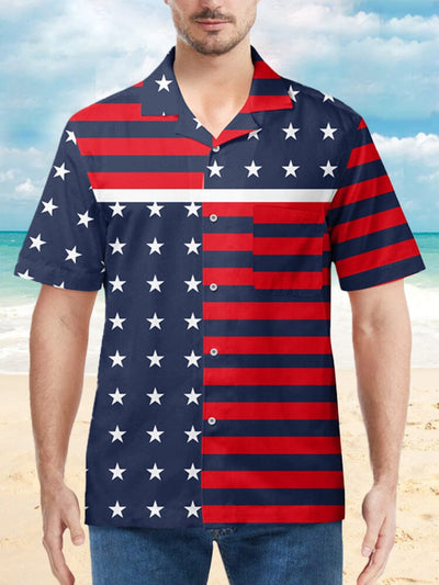 Hawaiian American Flag Patten Beach Shirt Shirts coofandystore PAT 3 M 