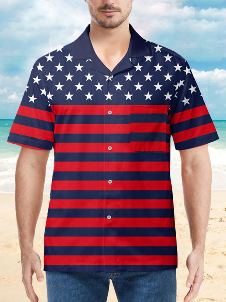 Hawaiian American Flag Patten Beach Shirt Shirts coofandystore PAT 4 M 