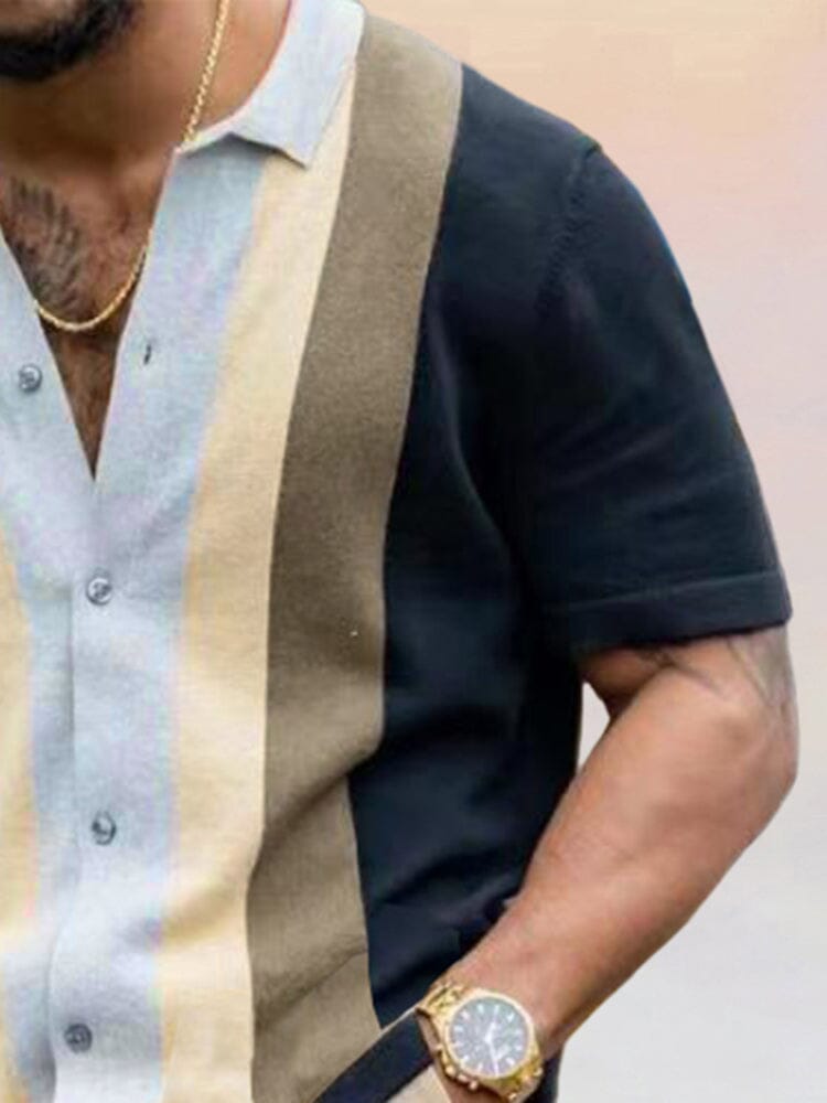 Striped Casual Short Sleeve Knit Shirt Shirts coofandystore 