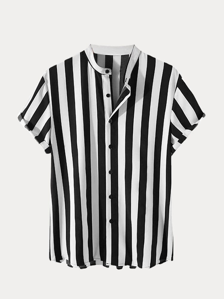 Casual Stand Collar Stripe Shirt Shirts coofandystore 