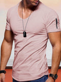 V-neck Short Sleeve T-shirt T-Shirt coofandystore Pink S 