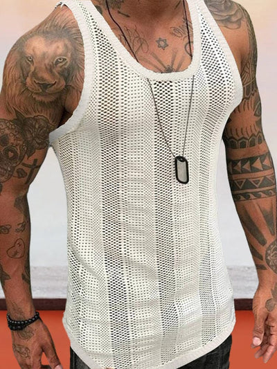 Thin Mesh Hollow Sports Sleeveless Tank Top Tank Tops coofandystore White M 