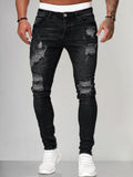 Slim Fit Torn Jeans Pants coofandystore Black S 