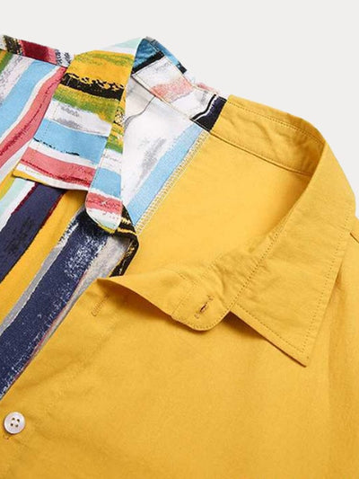 Stripe Splicing Short Sleeves Shirt Shirts coofandystore 