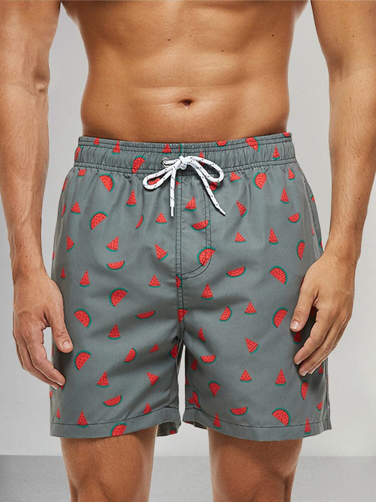 Printed Casual Beach Shorts Pants coofandystore Grey Watermelon M 