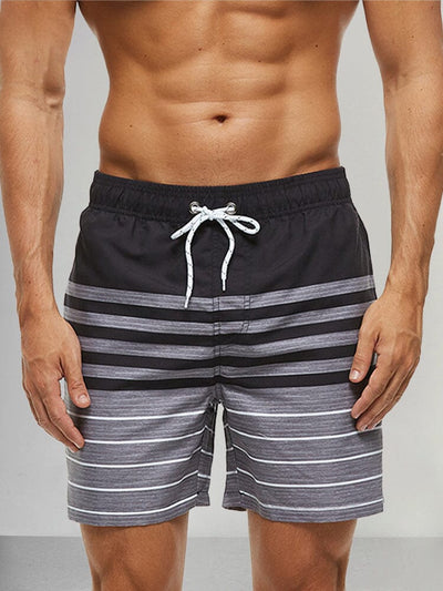 Printed Casual Beach Shorts Pants coofandystore Black Stripe M 