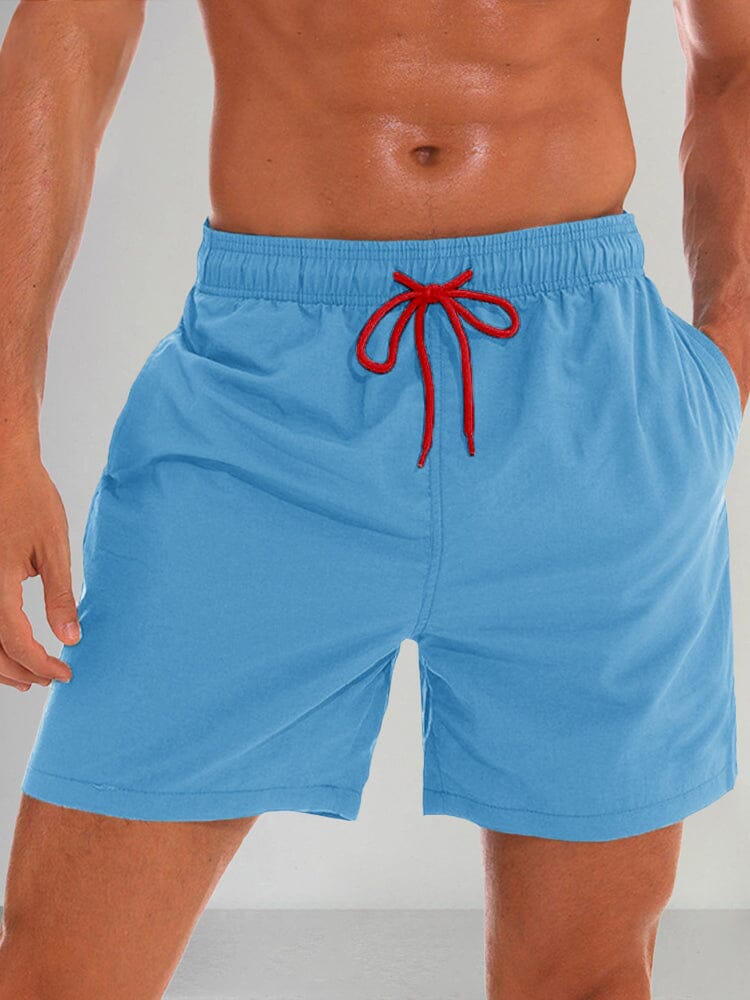 Solid Color Waterproof Beach Shorts Pants coofandystore Light Blue M 