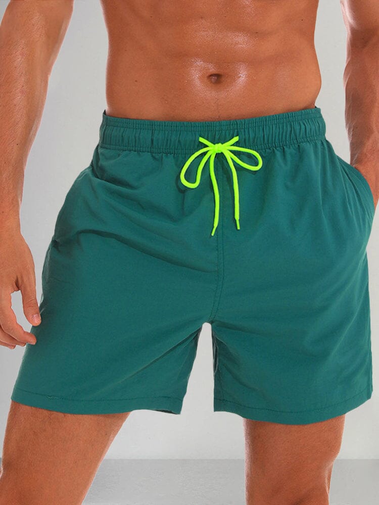 Solid Color Waterproof Beach Shorts Pants coofandystore Dark green M 