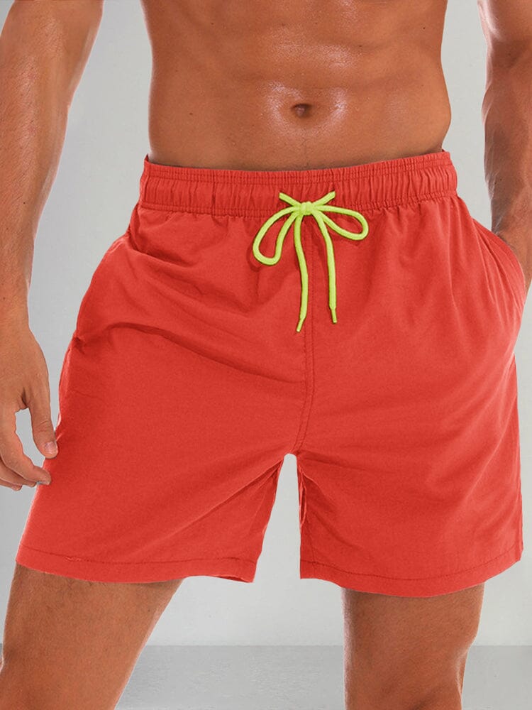 Solid Color Waterproof Beach Shorts Pants coofandystore Orange M 