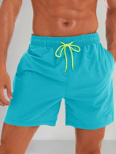 Solid Color Waterproof Beach Shorts Pants coofandystore Sky Blue M 