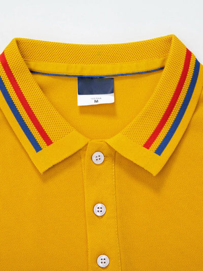 Collar Cuff Stripes Splicing Short-sleeved Polo Shirt Polos coofandystore 