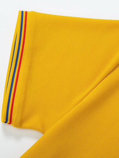 Collar Cuff Stripes Splicing Short-sleeved Polo Shirt Polos coofandystore 