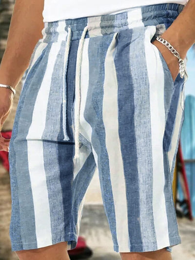 Stripe Drawstring Lightwaight Beach Shorts Shorts coofandystore Deep Blue S 