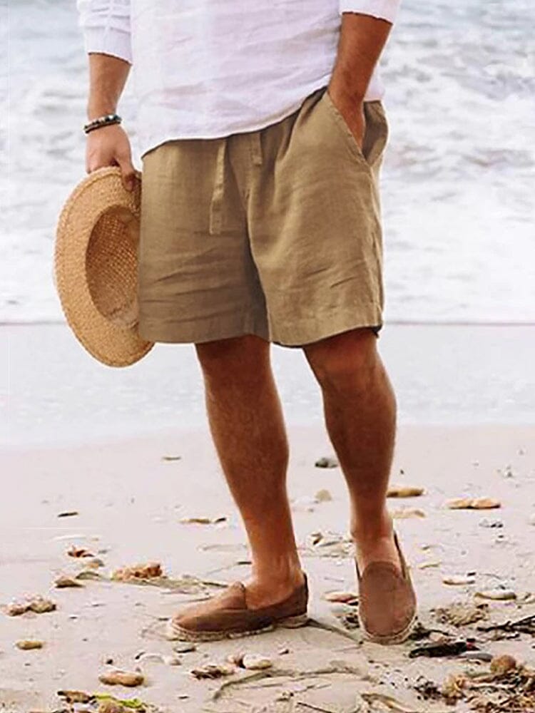 Cotton Linen Casual Beach Shorts Shorts coofandystore Brown M 