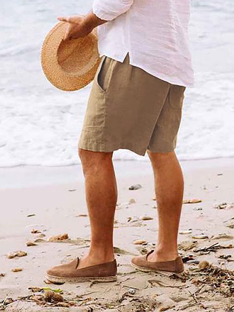Cotton Linen Casual Beach Shorts Shorts coofandystore 