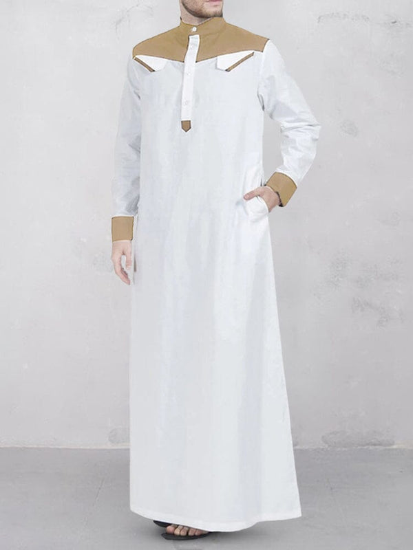 Color Blocking Long Sleeve Robe Robe coofandystore Khaki S 