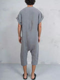 Short Sleeve Cotton Linen Jumpsuit Jumpsuit coofandystore 
