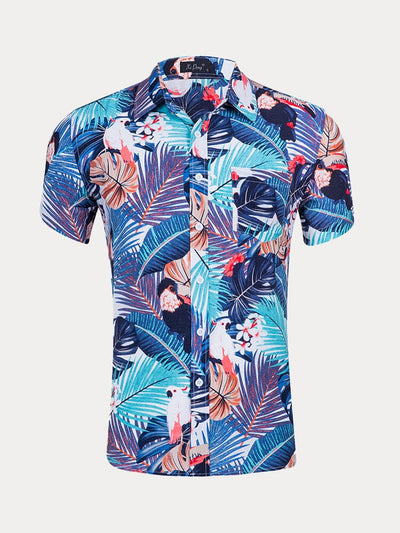 Stylish Hawaiian Printed Short Sleeve Shirt Shirts coofandystore PAT5 S 