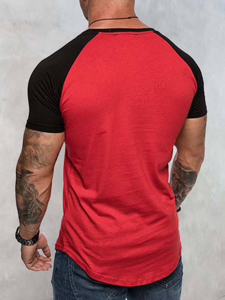 Round Neck Color Blocking T-shirt T-Shirt coofandystore 