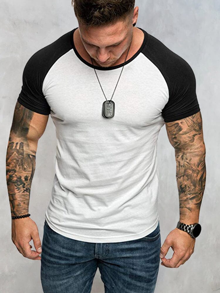Round Neck Color Blocking T-shirt T-Shirt coofandystore 