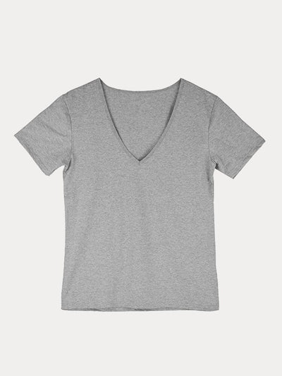 Solid Color V-neck Cotton T-shirt T-Shirt coofandystore 