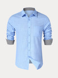 Splicing Long Sleeves Cotton Linen Shirt (US Only) Shirts coofandystore 