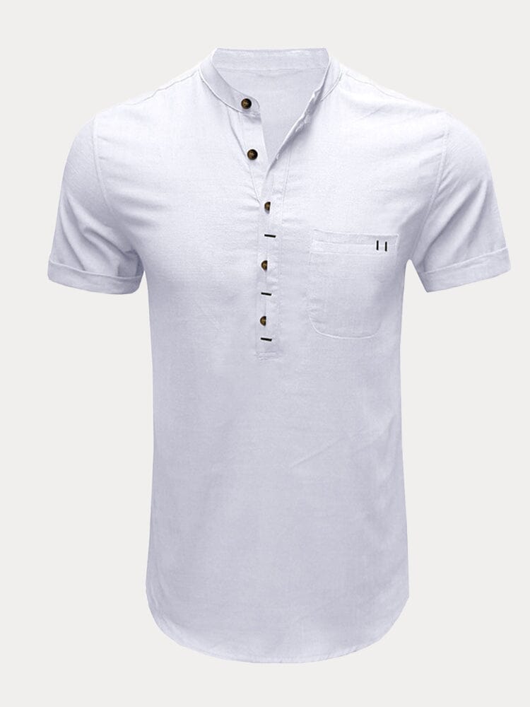 Casual Half Button Cotton Linen Shirt Shirts coofandystore 