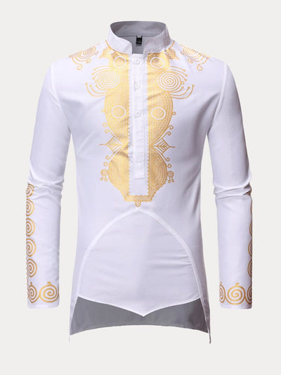 Ethnic style Stand Collar Casual Top Shirts coofandystore White M 