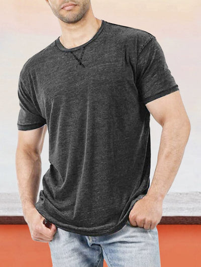 Classic Casual Solid Round Neck T-shirt T-Shirt coofandystore Black S 